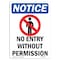 Signmission OSHA Notice Sign, 7" Height, No Entry Without Permission Sign With Symbol, Portrait OS-NS-D-57-V-14523 - alternate 1